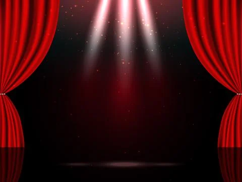 Stage with a red curtain Stock Illustration