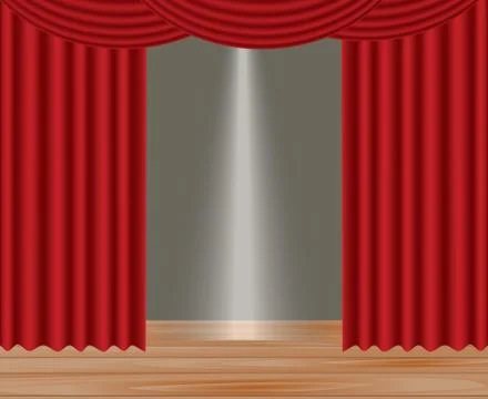 Stage with red curtain Stock Illustration