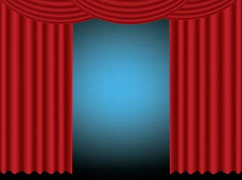 Stage with red curtain Stock Illustration