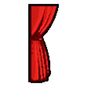 Stage red curtain pixel art vector illustration Stock Illustration