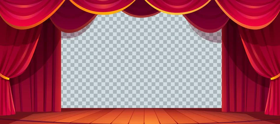 Stage red curtains isolated, empty textile frames Stock Illustration