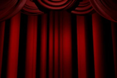 Stage Red Curtains Open Stock Footage
