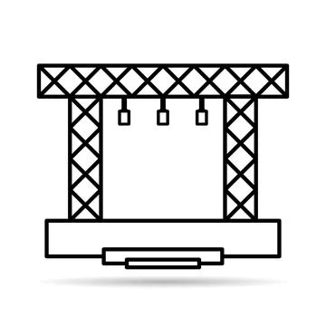Stage scene constructions shadow icon, web frame podium sign, show design vec Stock Illustration