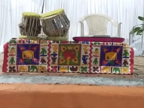 A stage setting for a music performance Foto stock