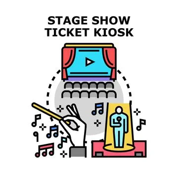 Stage show theater performance ticket kiosk concept illustration Stock Illustration