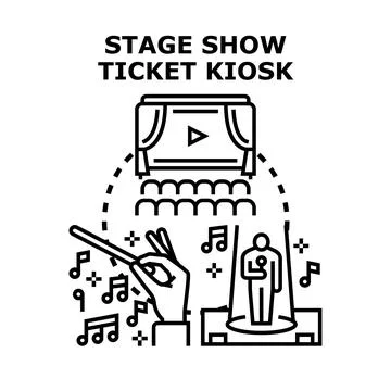 Stage show theater performance ticket kiosk concept illustration Stock Illustration