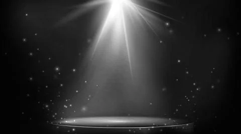 Stage spot lighting. Empty floodlit podium on dark background. Vector illustr Stock Illustration