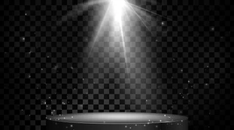 Stage spot lighting. Empty podium. Vector illustration isolated on transparen Stock Illustration