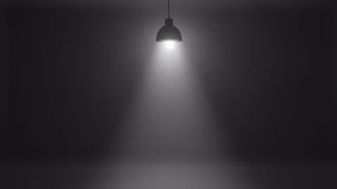 Stage with spot lighting. Single swinging lamp. Stock Footage 122932428