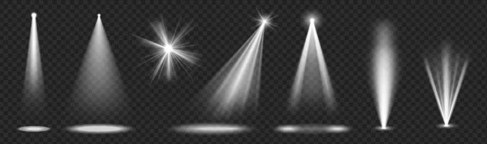 Stage spotlight beam set with various light effect Stock Illustration