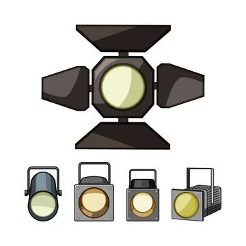 Stage spotlight equipment set for performance illustration Illustrazione stock