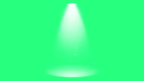 Stage Spotlight Green Screen — White Theatrical Light Beam with Ground Glow Stock Footage 335369599