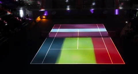 Stage Spotlight with Laser rays blurred motion. Stock Photos
