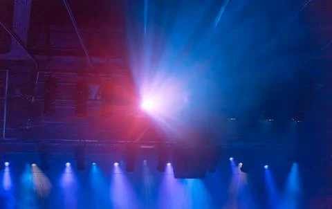 Stage Spotlight with Laser rays Stock Photos