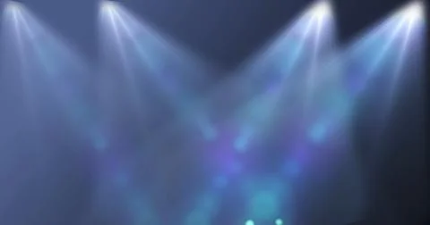 Stage spotlight moving loopable overlay template. Big spot light shining br.. Stock Illustration