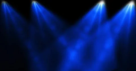 Stage spotlight moving loopable overlay template. Big spot light shining br.. Stock Illustration