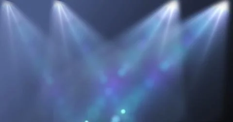 Stage spotlight moving loopable overlay template. Big spot light shining br.. Stock Illustration