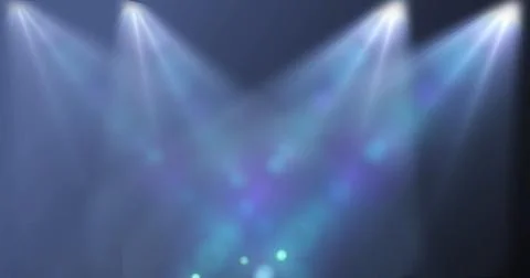 Stage spotlight moving loopable overlay template. Big spot light shining br.. Stock Illustration