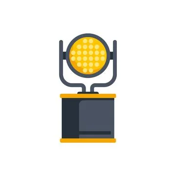 Stage spotlight projecting light flat vector icon Stock Illustration