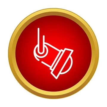 Stage spotlight projecting light on red background icon Stock Illustration