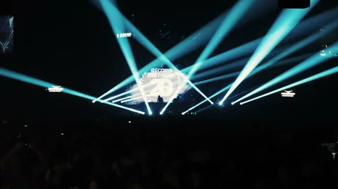 Stage spotlight show with laser rays Stock Footage 54100752