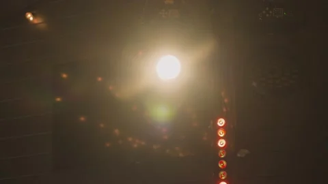 Stage spotlight is working at a festive event, soft light and glare Video stock 329092927