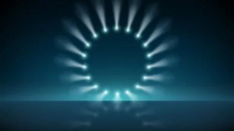 Stage, spotlights in a circle. Blue backdrop, background for displaying product Stock Illustration