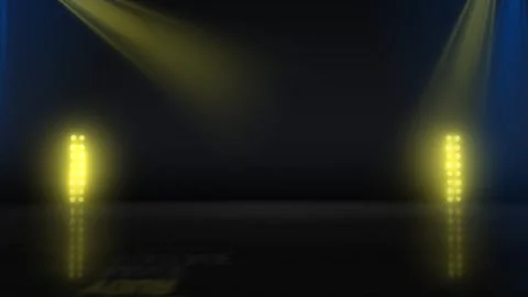 Stage Spotlights Creating Dramatic Atmosphere in Dark Theater Setting Stock Footage 341917653