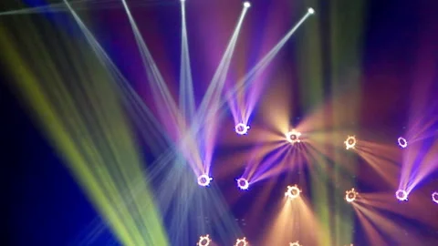 Stage spotlights in the dark Video stock 93537652