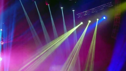 Stage spotlights in the dark Video stock 97975751