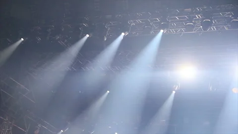 Stage spotlights flash fast from the ceiling Stock Footage 171371729