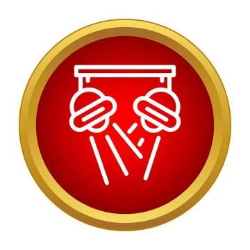 Stage spotlights illuminating performance area icon Stock Illustration