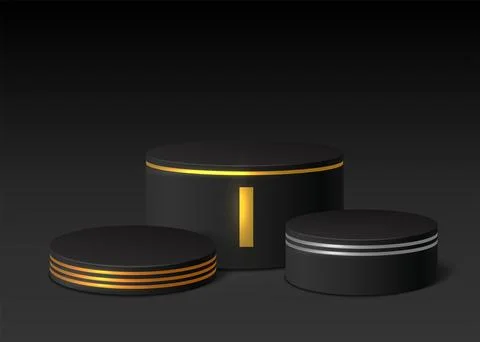 Stage winner podium realistic vector 3d illustration Illustrazione stock