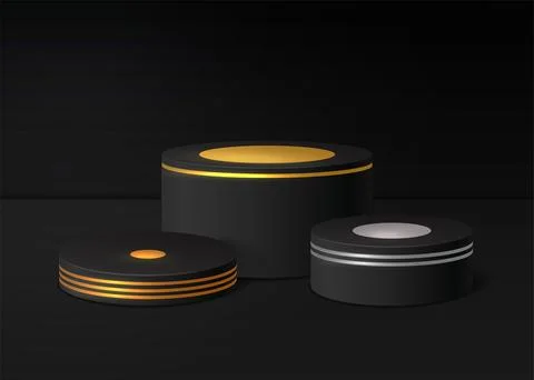 Stage winner podium realistic vector 3d illustration Stock Illustration