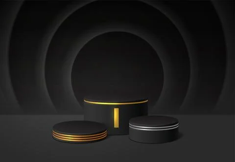 Stage winner podium realistic vector 3d illustration Stock Illustration