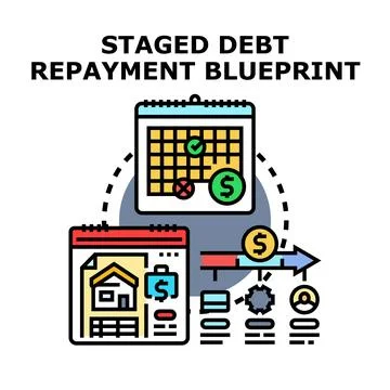 Staged debt repayment blueprint concept vector planning Stock Illustration