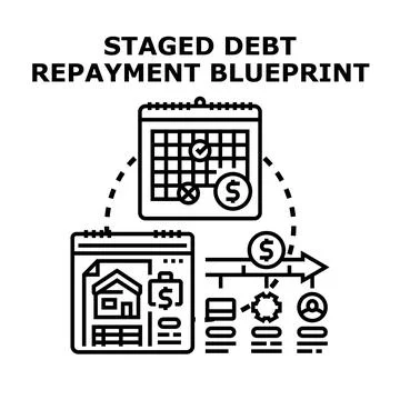 Staged debt repayment blueprint concept vector planning Stock Illustration