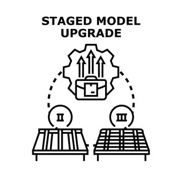 Staged model upgrade process for business development Stock Illustration