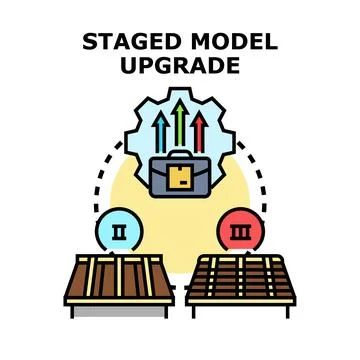 Staged model upgrade process for business development Stock Illustration