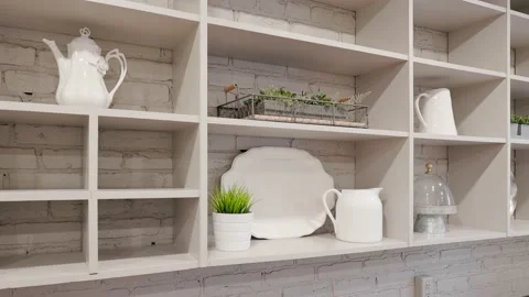 Staged Shelving in a Home Stock Footage 219980747