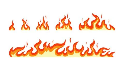 Stages of flame ignition. Small red bonfire turning into fiery hell consequences Illustrazione stock