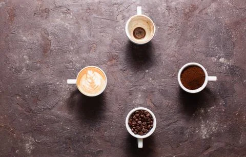 Stages of preparing cappuccino Stock Photos