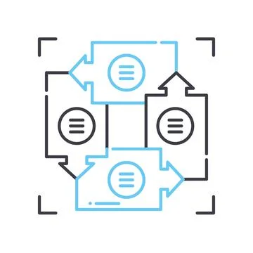 Stages processing line icon, outline symbol, vector illustration, concept sign Stock Illustration