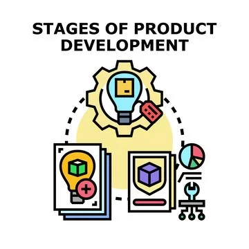 Stages of product development process and lifecycle concept Stock Illustration