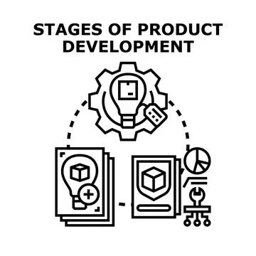 Stages of product development process and lifecycle concept Stock Illustration
