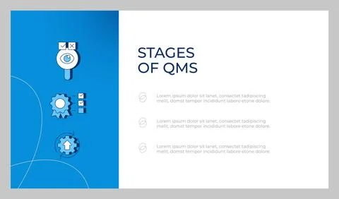 Stages of QMS presentation slide template Stock Illustration