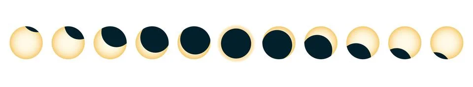 Stages of total solar eclipse Stock Illustration