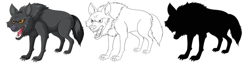 Stages of Wolf Illustration in Vector Stock Illustration