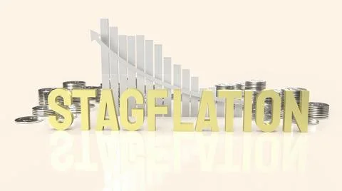 The stagflation  text on chart for business concept 3d rendering Stock Illustration