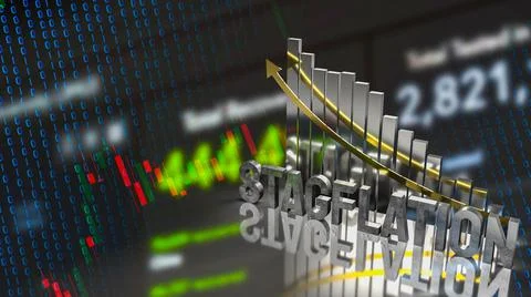 The stagflation  text on chart for business concept 3d rendering Stock Illustration